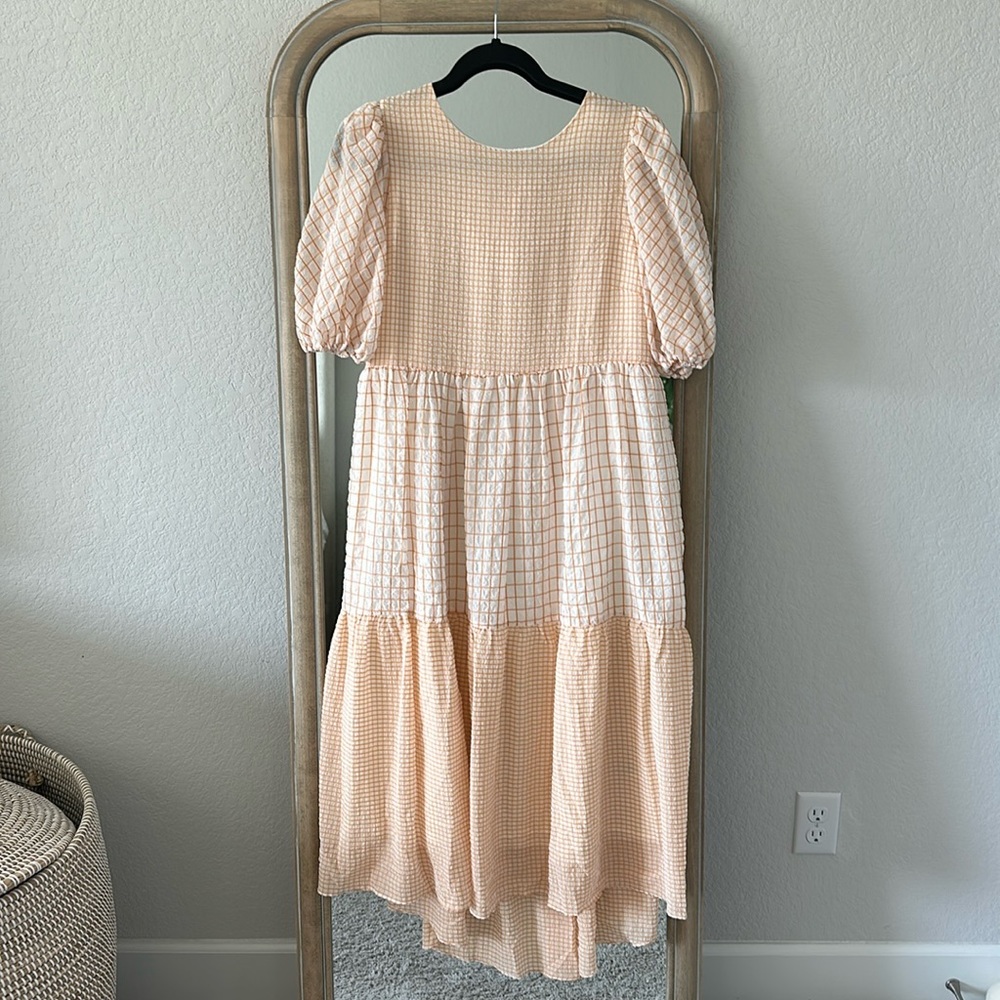 English Factory gingham dress in orange/white